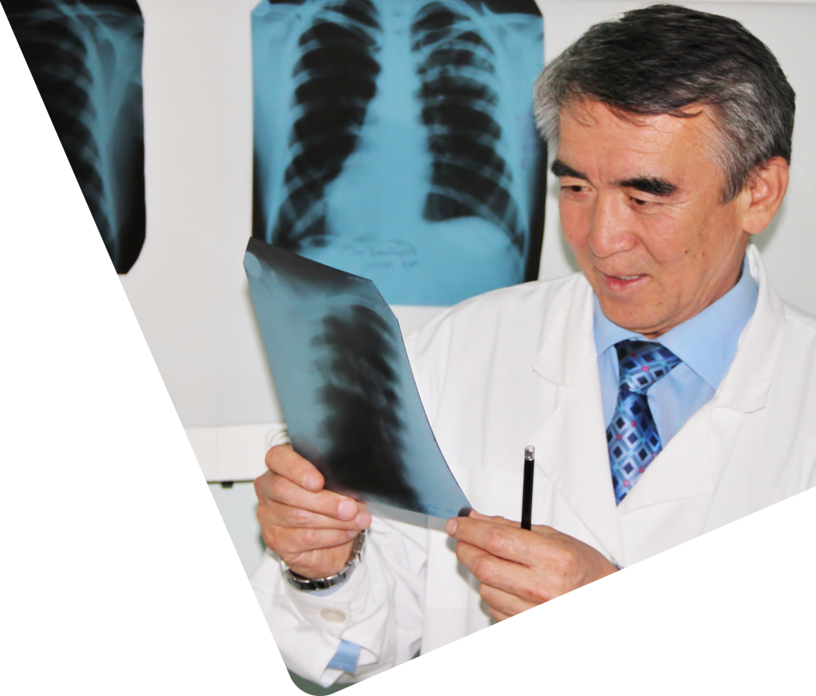 medical doctor with x-ray